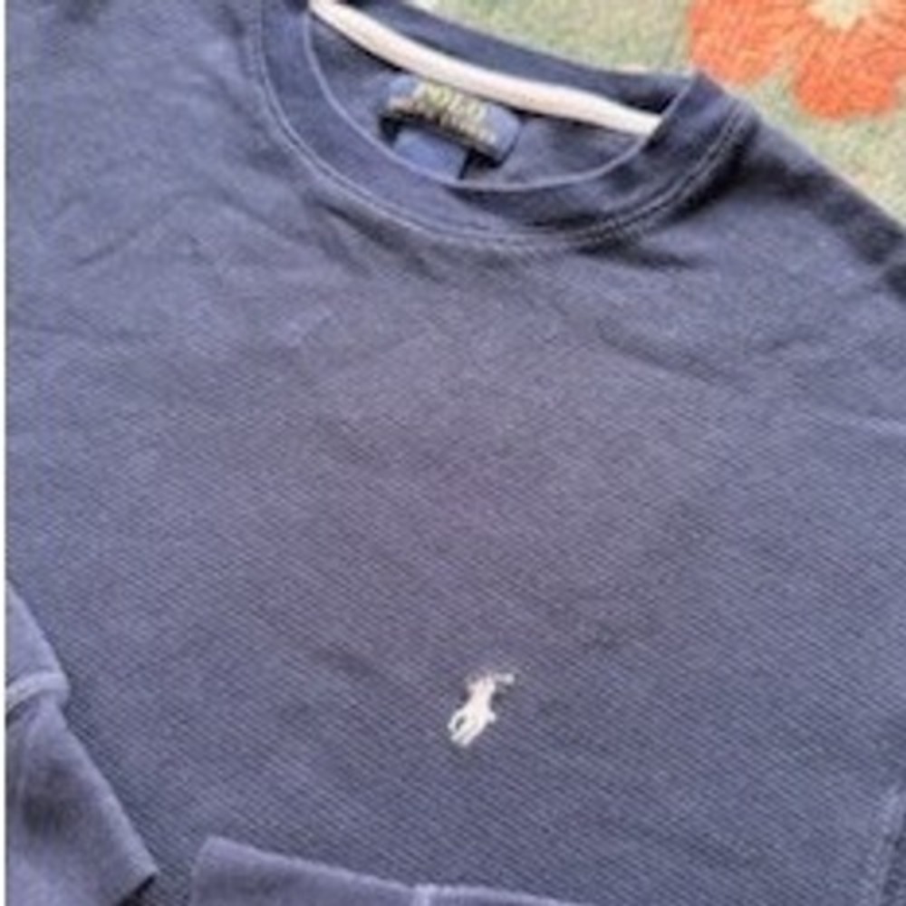 Polo Ralph Lauren Mens XL Navy Blue Waffle‎ Knit Thermal Long Sleeve Shirt Pony